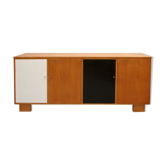 Sideboard in cherrywood with black and white doors 1950s