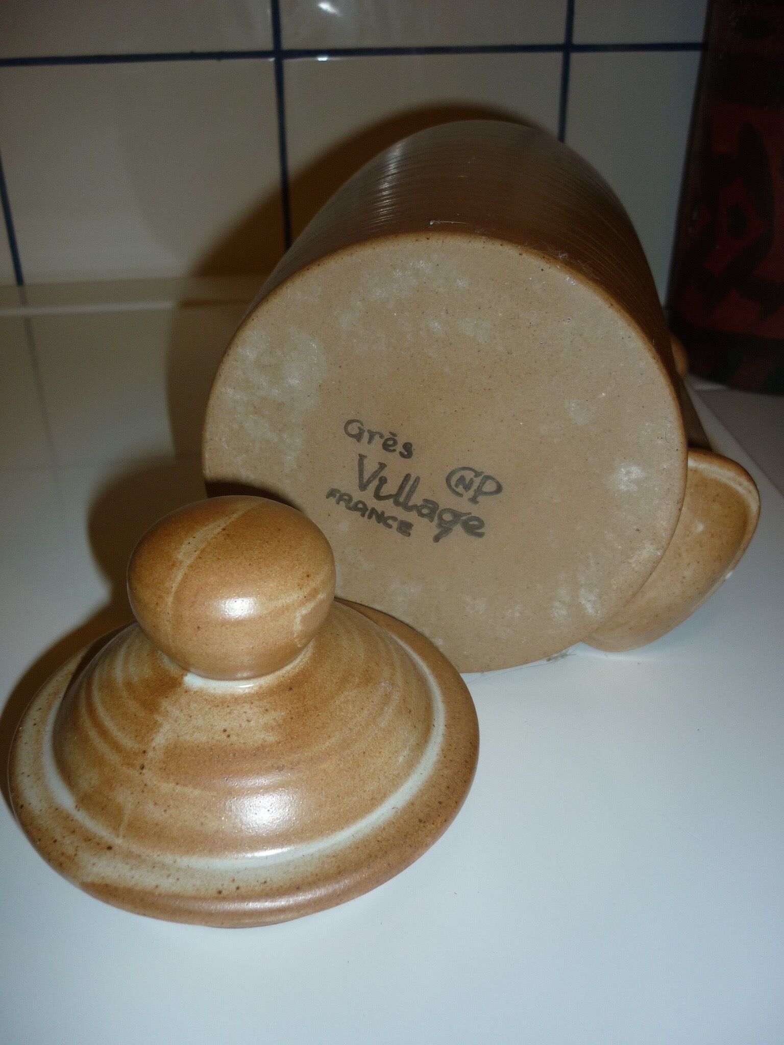 Pot à cornichons CNP grès village avec sa pince