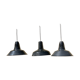 Three industrial suspensions in black and white enamelled sheet metal large format
