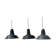Three industrial suspensions in black and white enamelled sheet metal large format