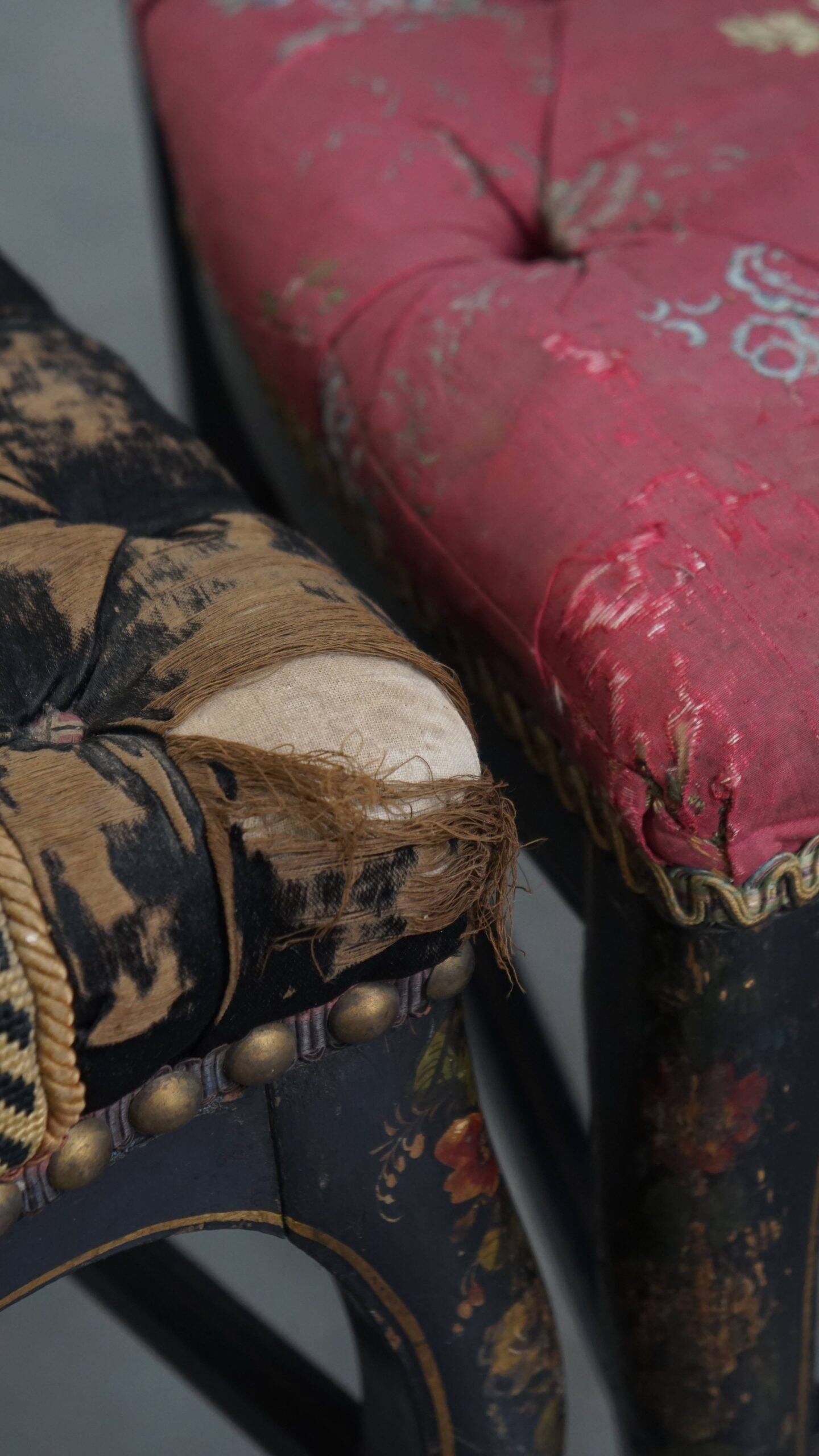 Set of 4 antique French Napoleon III chairs inlaid with mother-of-pearl