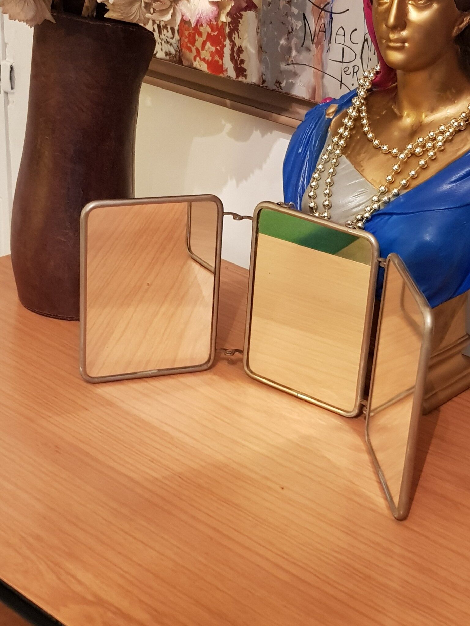 Barber triptych mirror 13x18cm