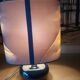 Ceramic lamp, Montclus art workshop, silk lampshade, hand painted