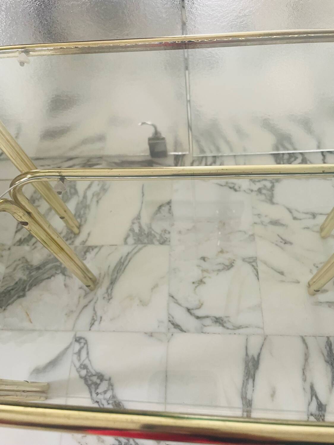 Vintage nesting coffee table in gold-plated metal, brass-style, circa 1970