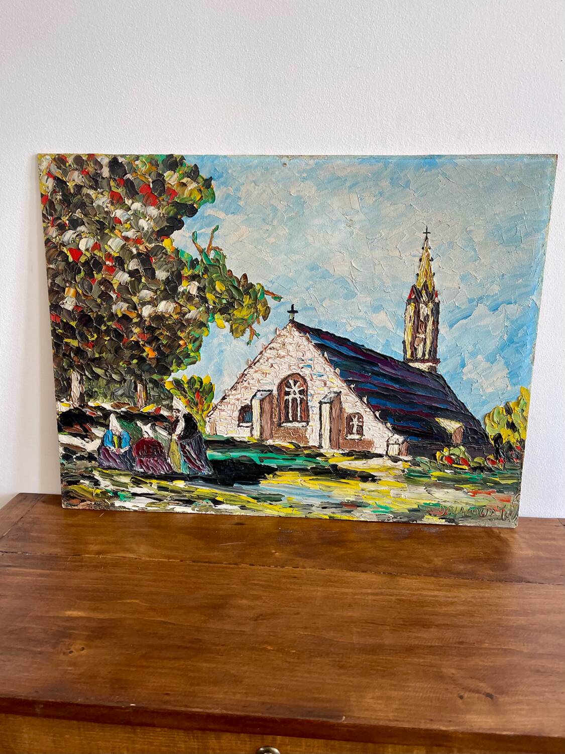 Oil on wood signed Delacourt