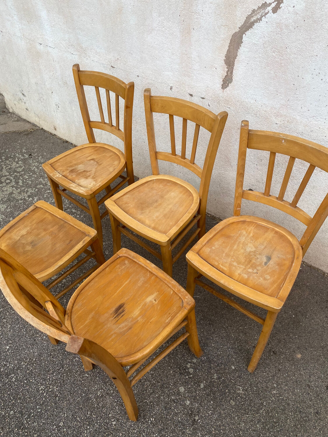 Set of 5 yellow bistro chairs