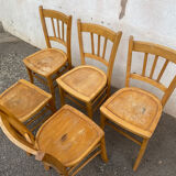 Set of 5 yellow bistro chairs