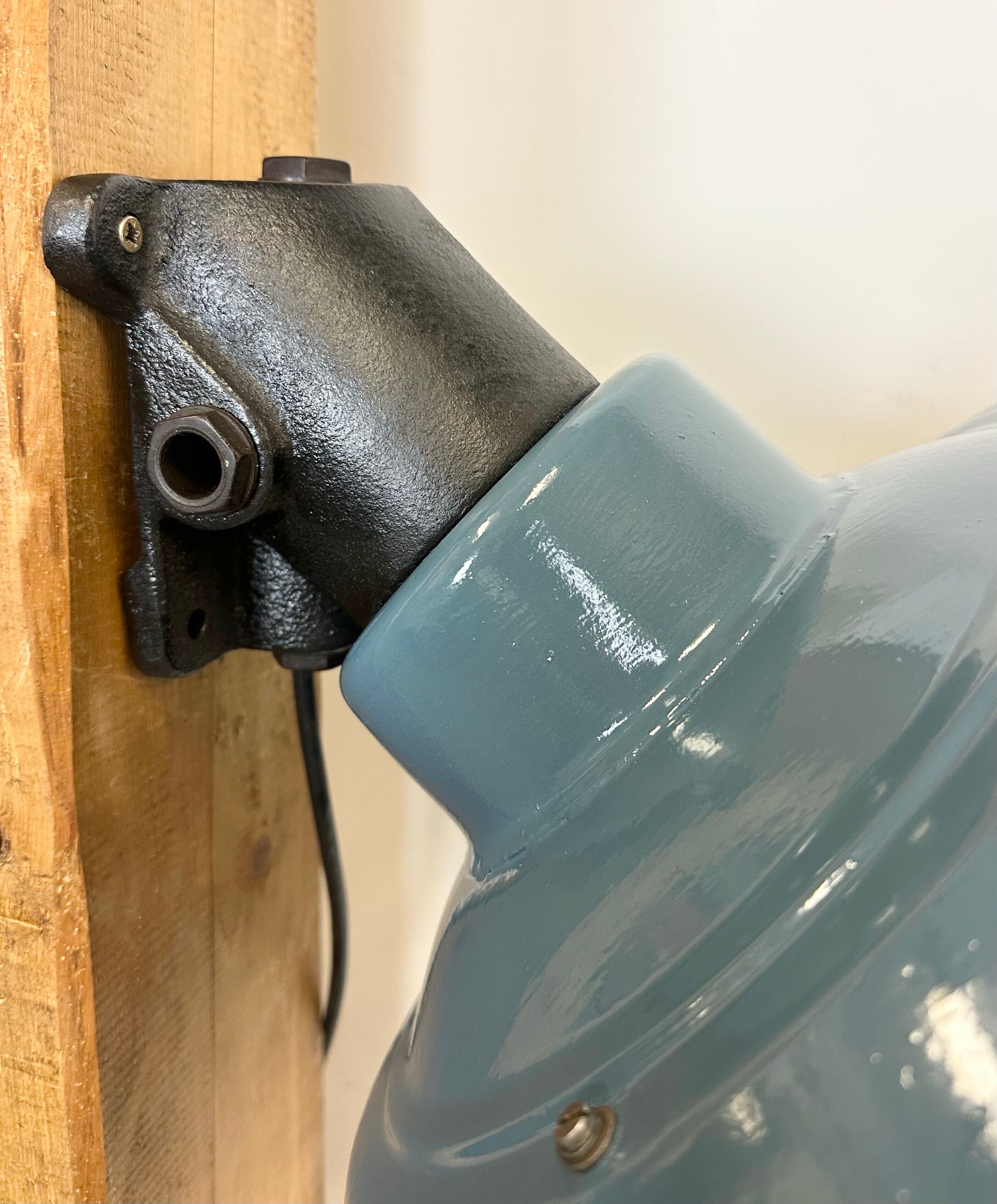 Industrial Blue Painted Factory Lamp Wall Light from Elektrosvit, 1960s