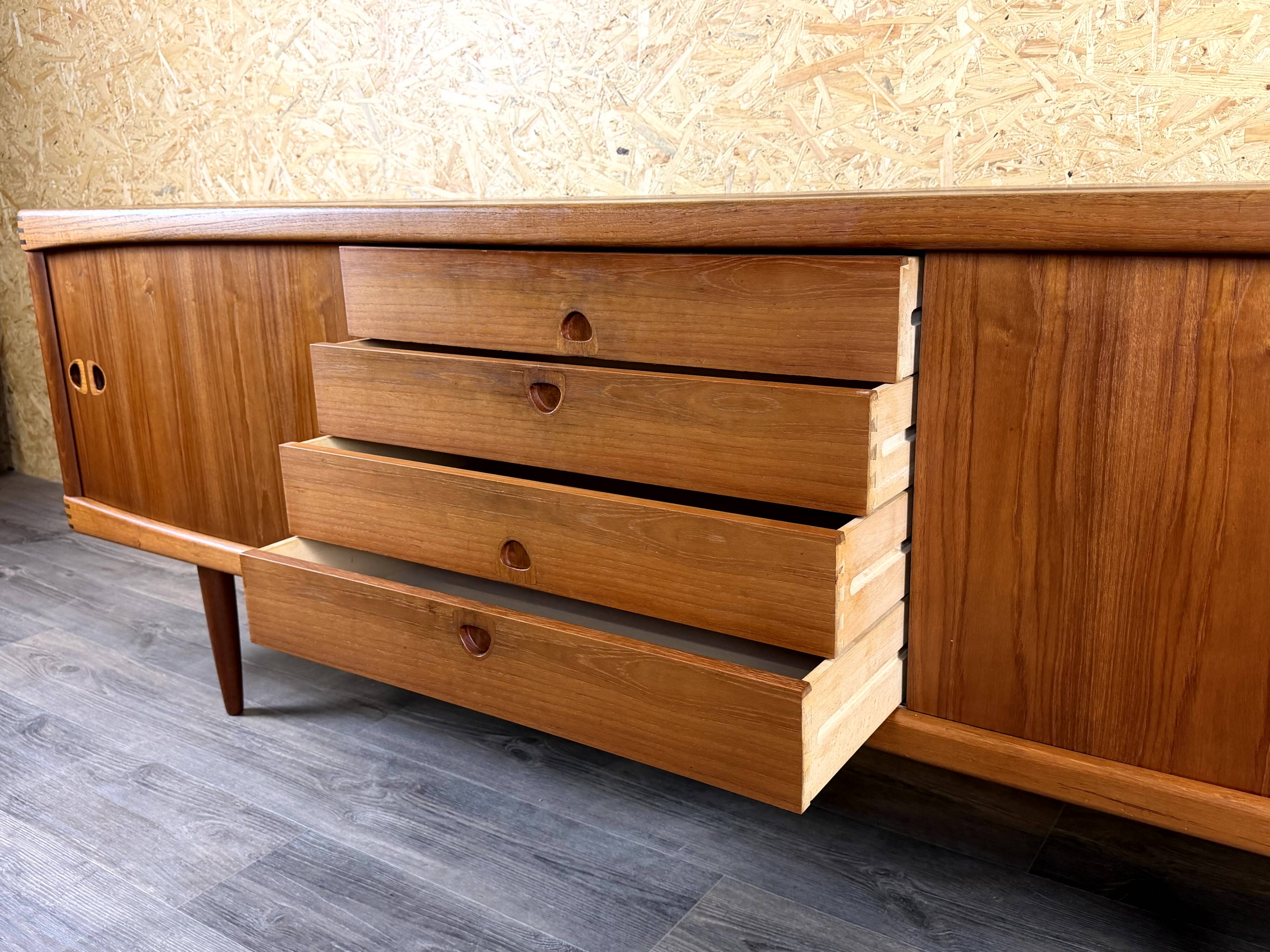 1960s 1970s Teak Sideboard Credenza H.W. Klein Bramin Danish Modern Design
