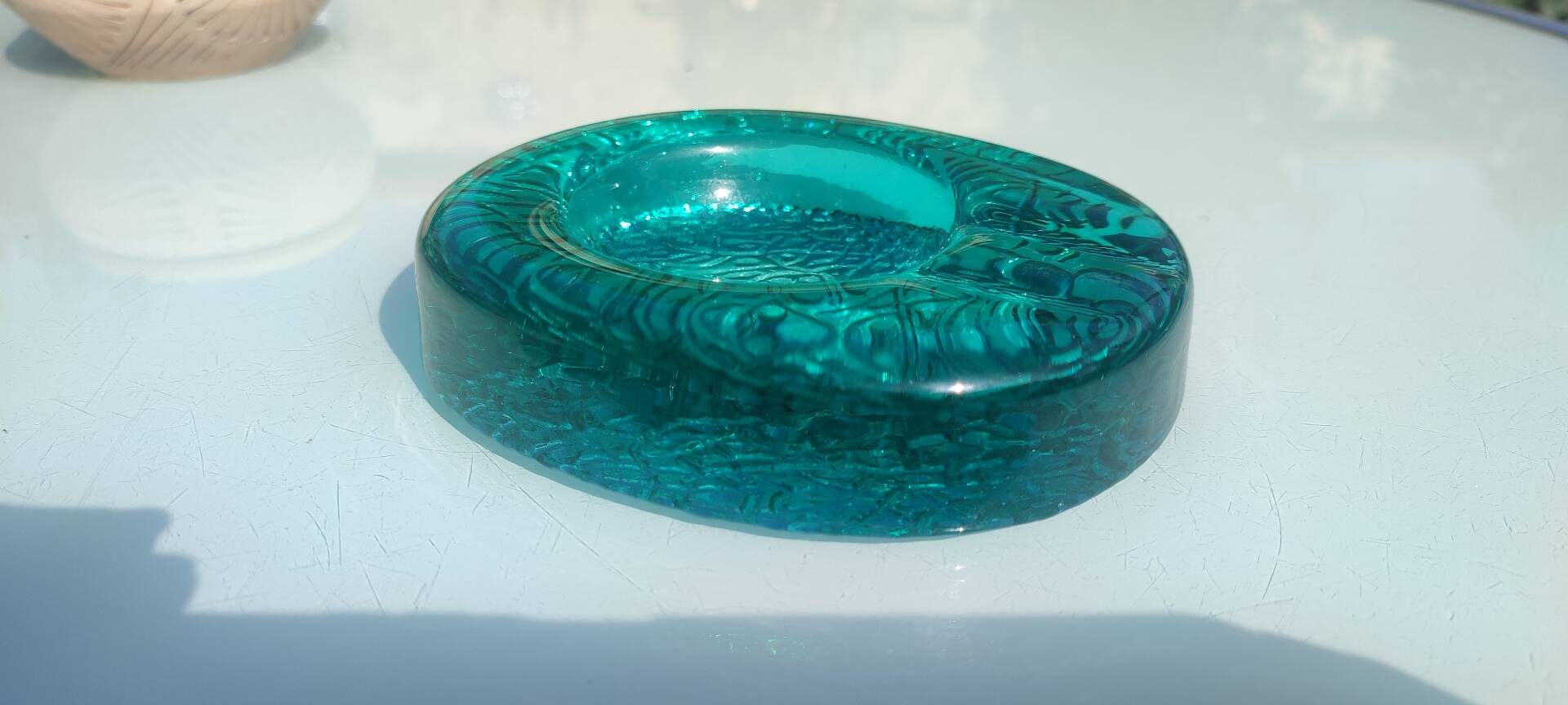 Kosta Boda art ashtray solid glass emerald circa 1970