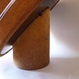 Round mirror on inclined cylindrical support