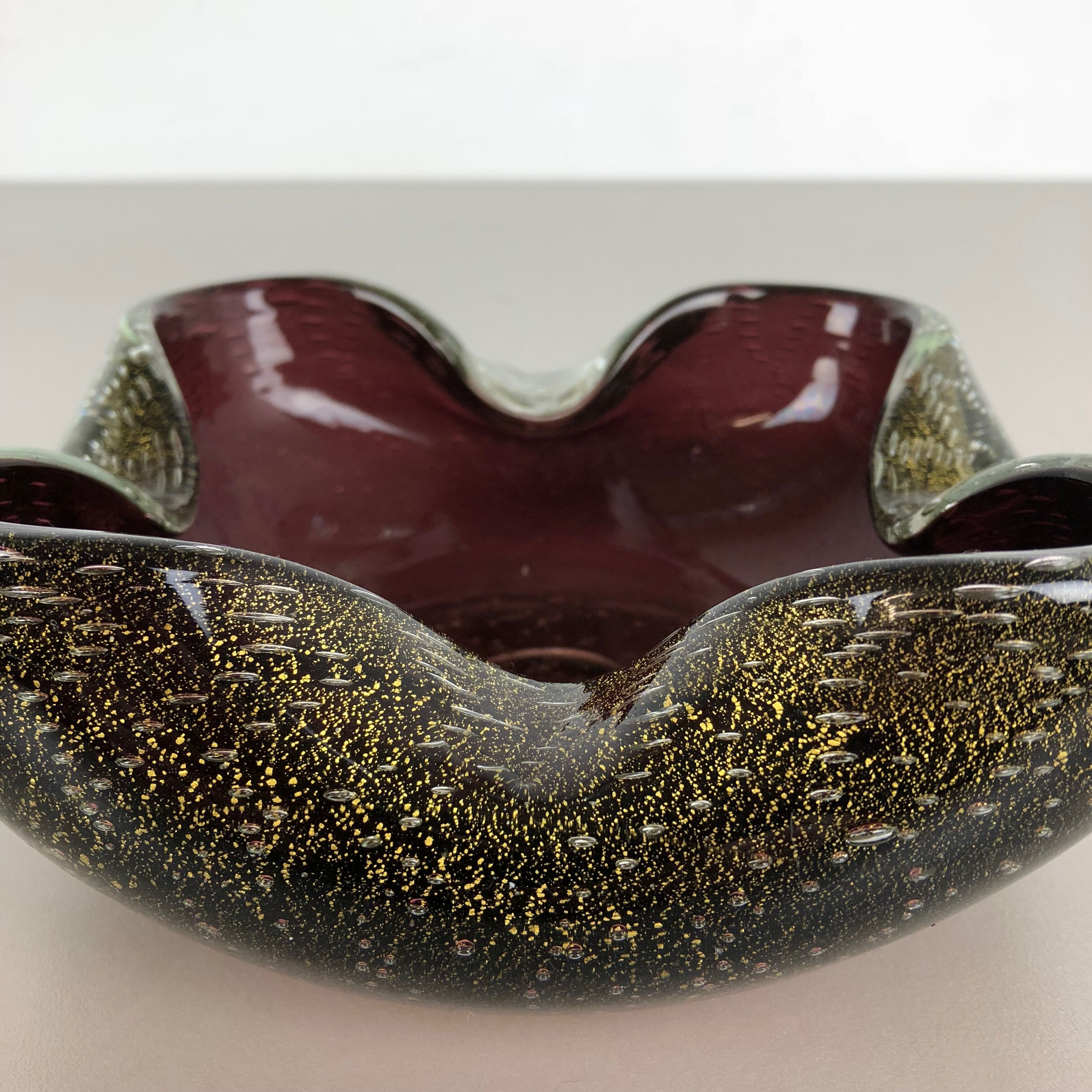 Murano glass ashtray "Golden Dust", Italy, 1970