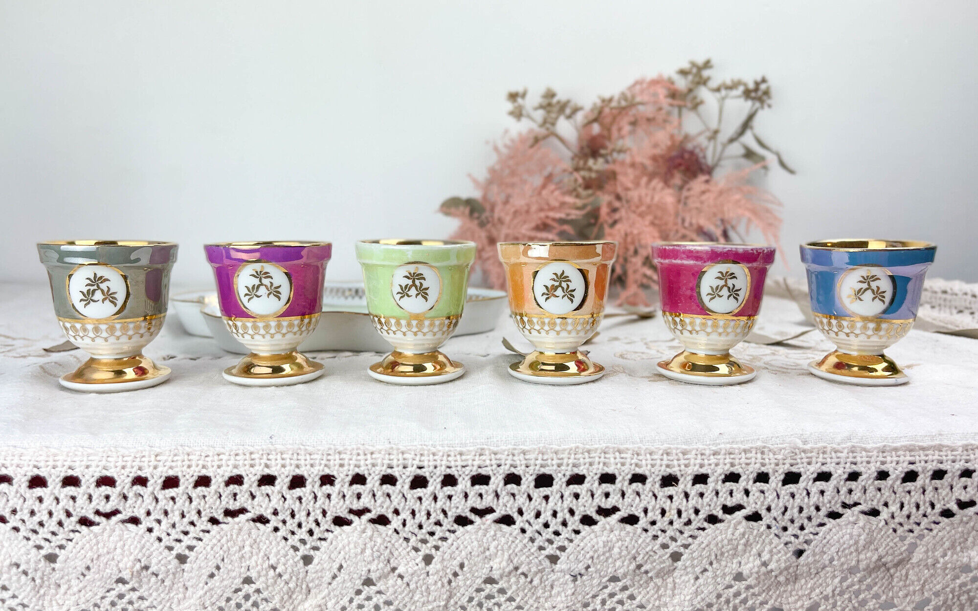 Set de 6 coquetiers vintage en porcelaine de limoges