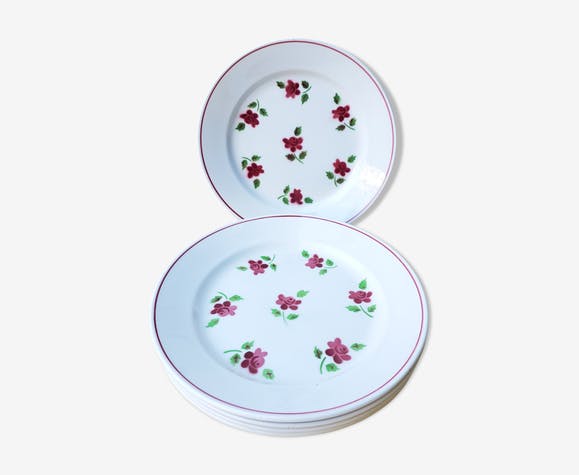 Set of 6 flat plates ceramic collection Rosine