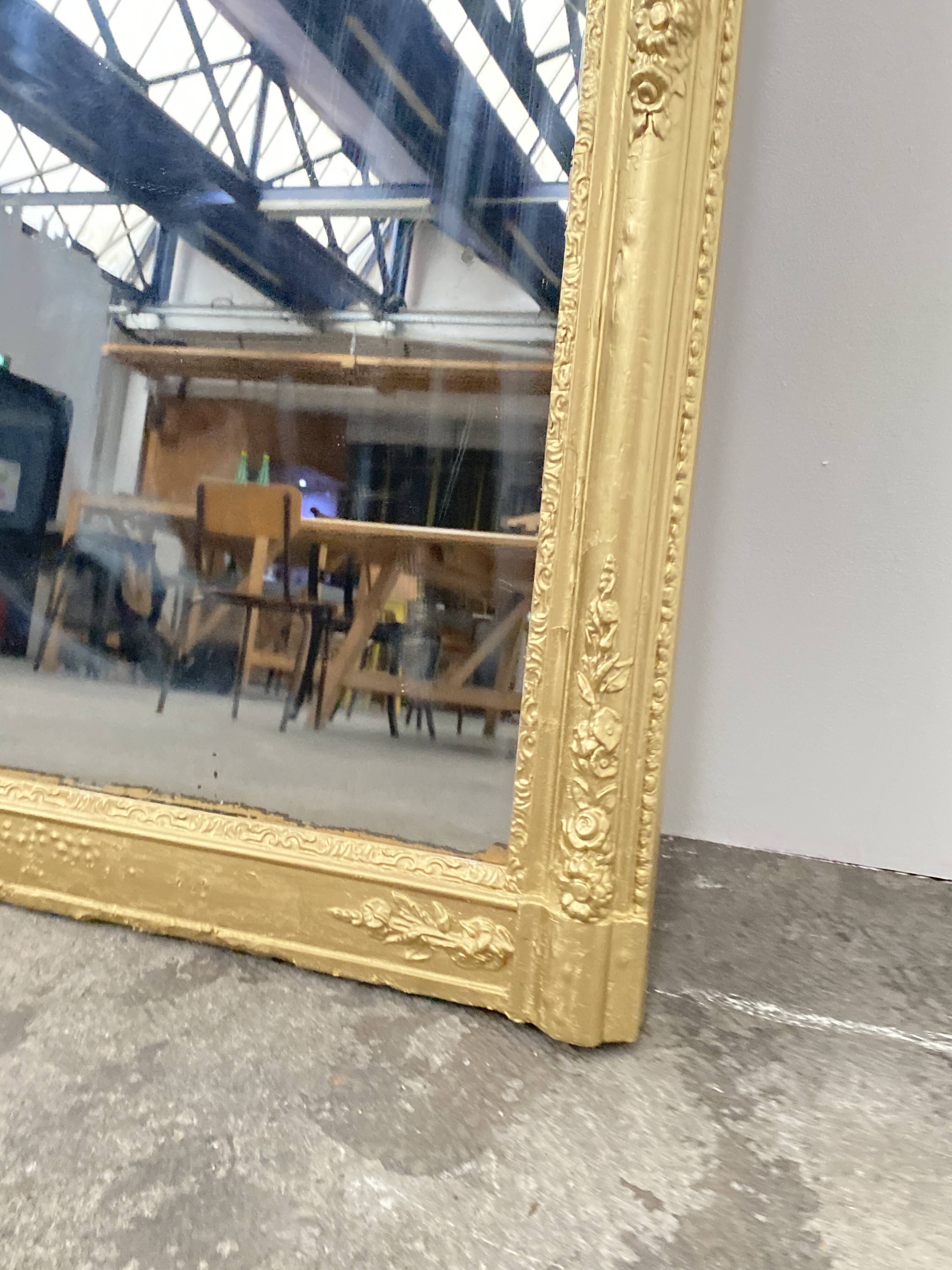 Wooden Stucco and Gilded Mirror, Height 115cm, 19th Century, France