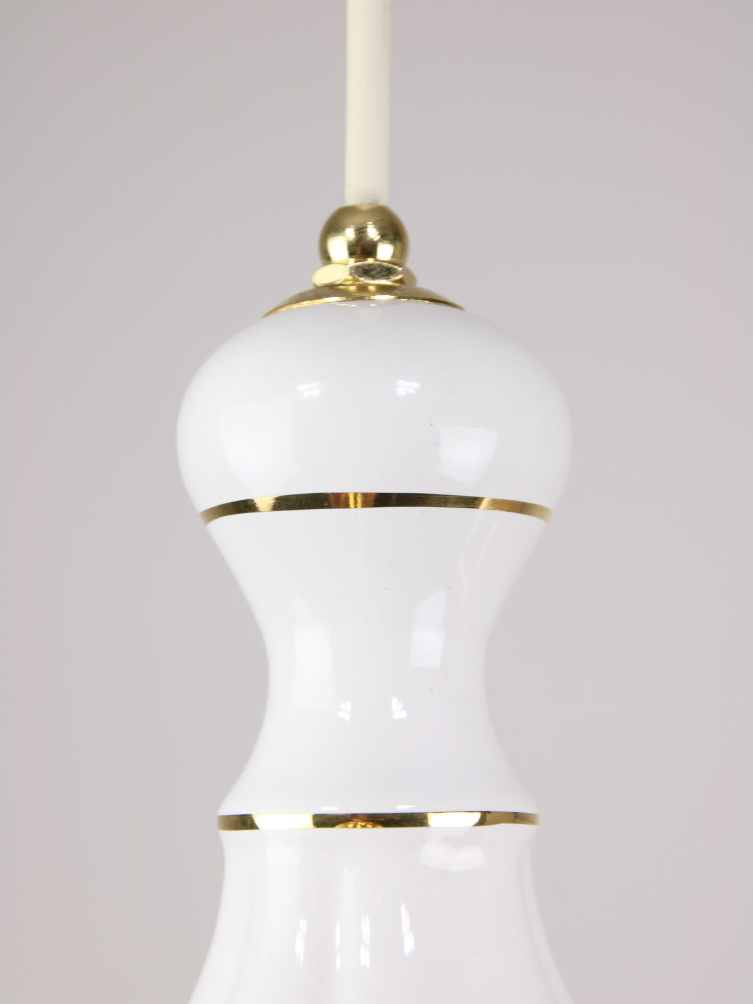 Vintage Italian Golden Ceramic & Glass Chandelier