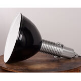 Large black polish factory pendant lamp from Polamp, 1980s