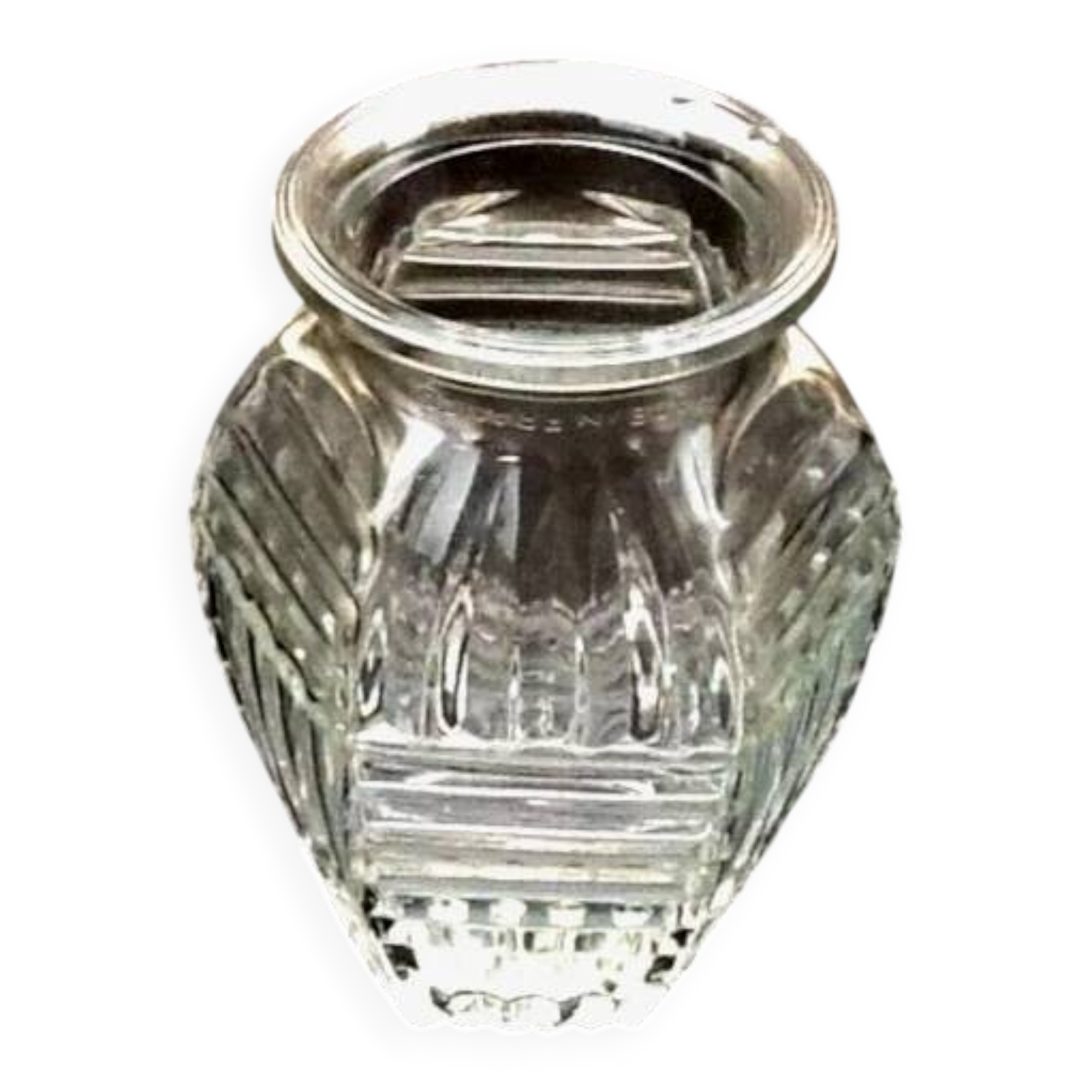 Art Deco style hexagonal vase Engraved on the neck Made in France