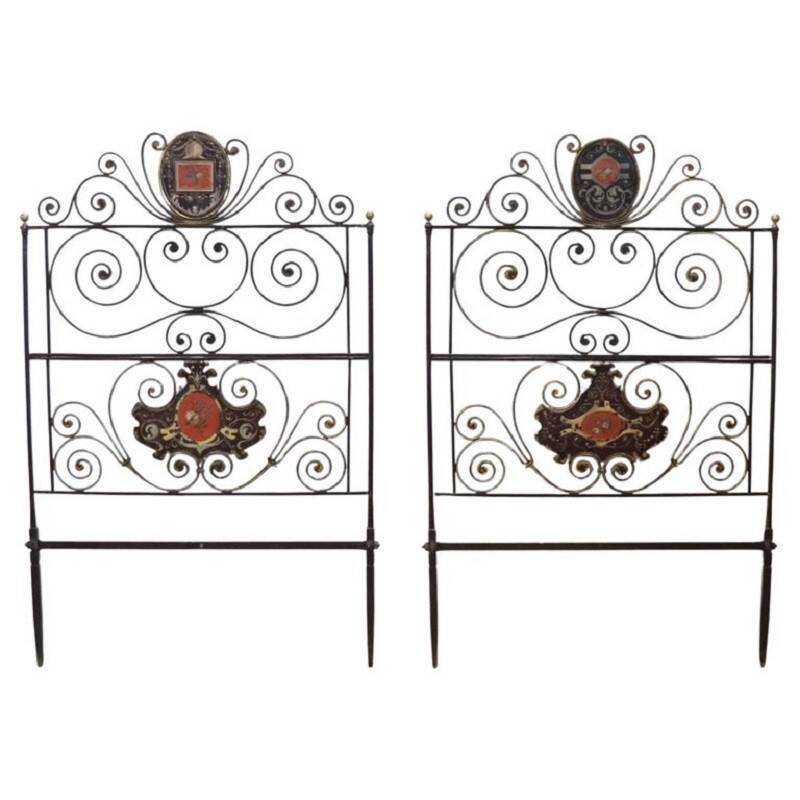 Pair Of Antique Headboards In Wrought Iron, Italy Early 19th Century
