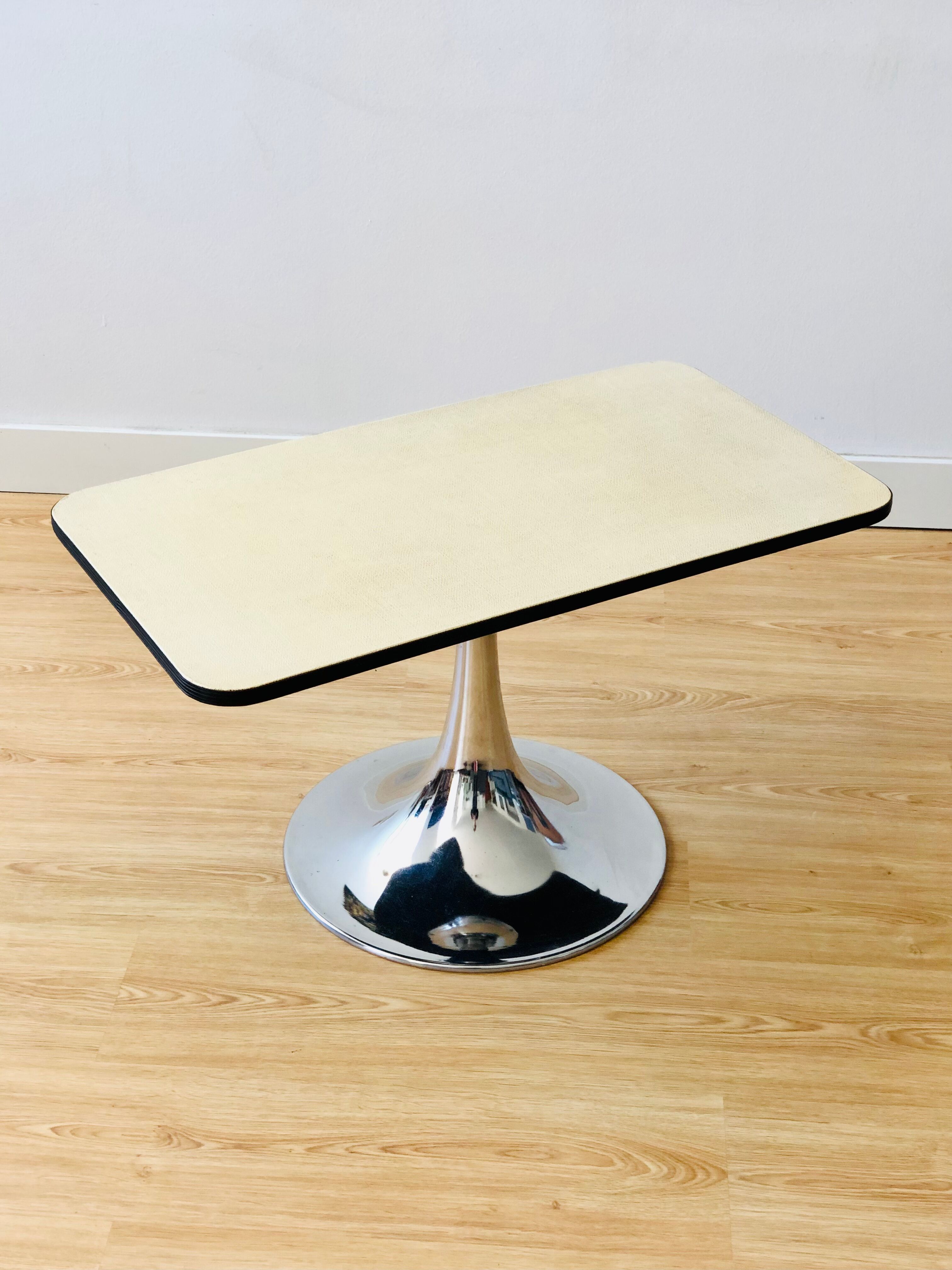 Vintage coffee table chrome tulip foot