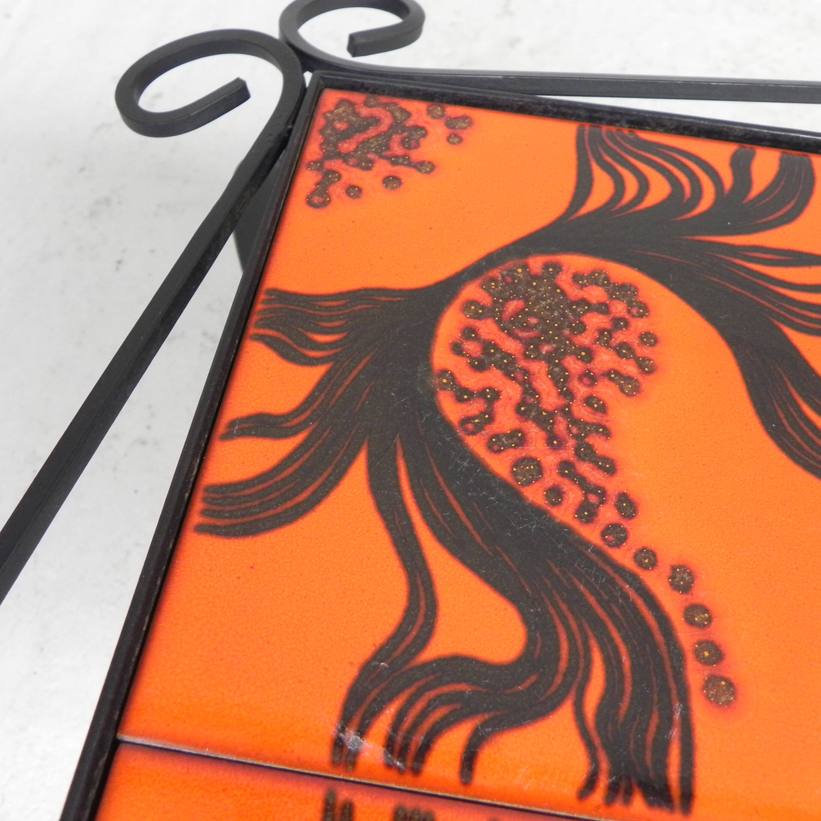 Vintage coffee table with 4 tiles, 1960s