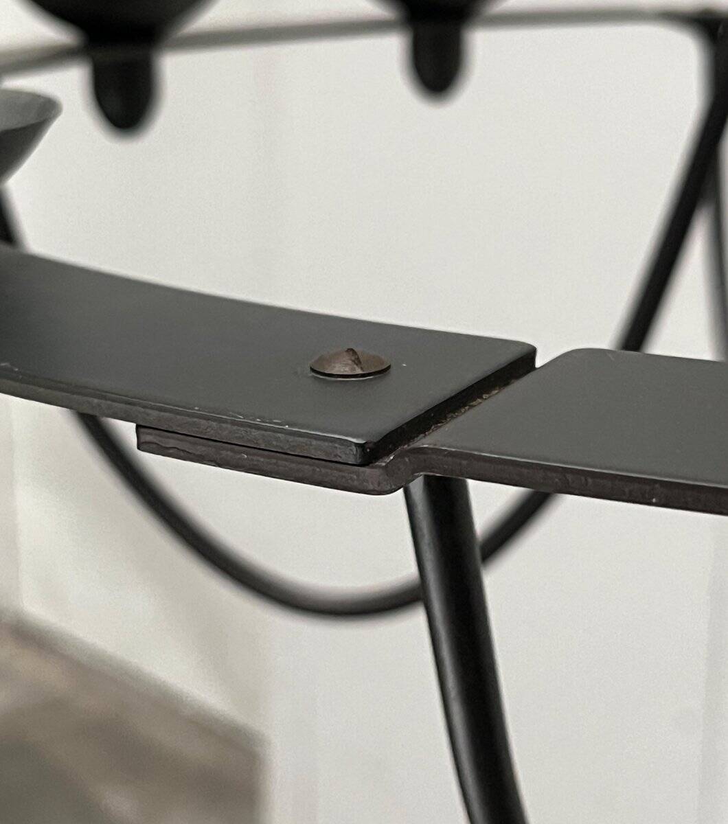 Vintage wrought iron candlestick chandelier by Ehlén Johansson for Ikea, 1990s.