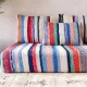 Multicoloured bohemian floor cushion – Handwoven striped recycled cotton
