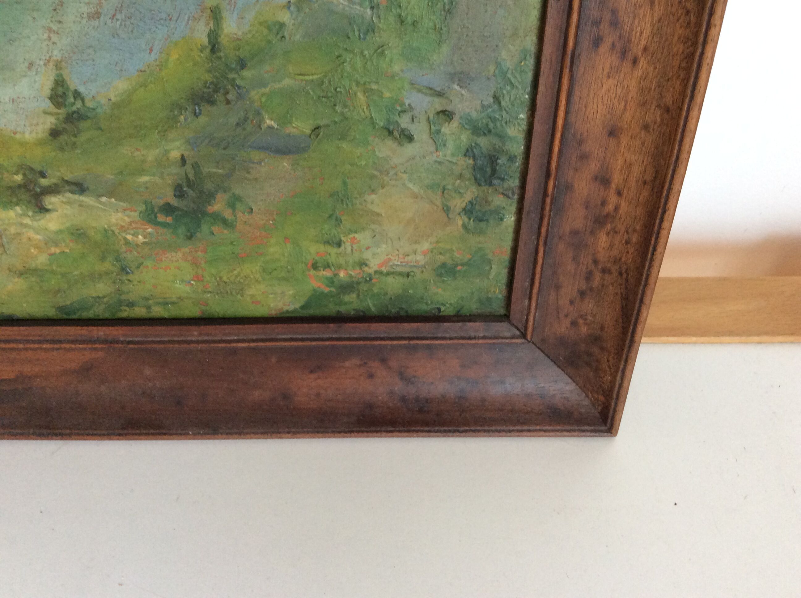 Old painting, mountain landscape