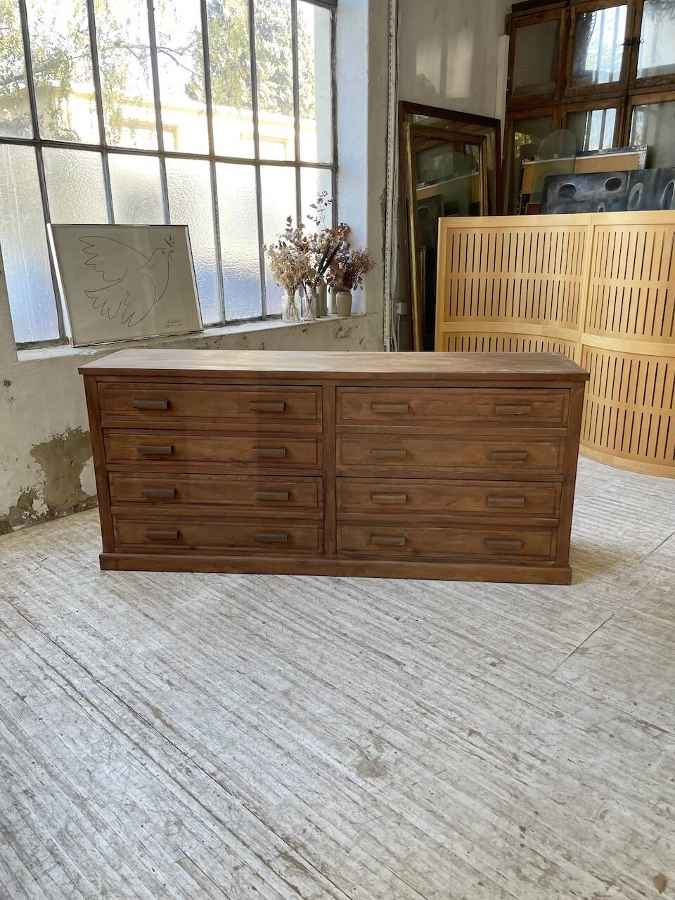 50s pitch pine haberdashery cabinet