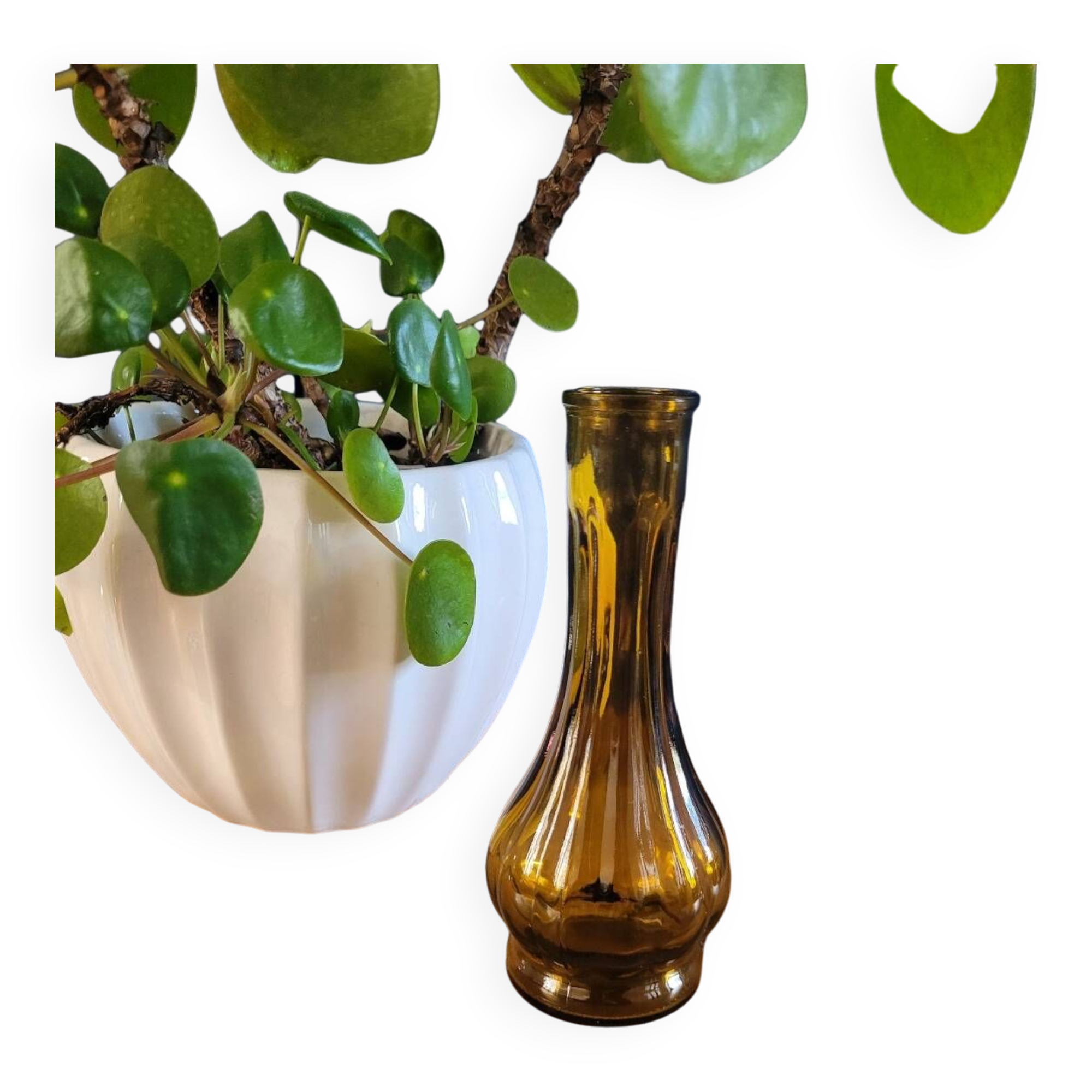 Small amber soliflore vase