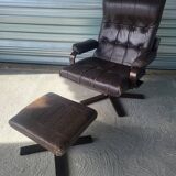Fauteuil relax relaxant pivotant basculant scandinave en cuir