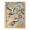 Affiche ancienne carte illustrée de la Savoie 1942 - JP Pinchon