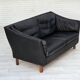 1970s, Danish 2-seater sofa, original black furniture leather, teak wood.