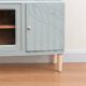 Art Deco sideboard renovated in blue-grey – Bevelled glass and wooden legs – 132.5 cm