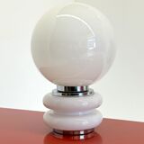 White glass Space Age table lamp in globe shape
