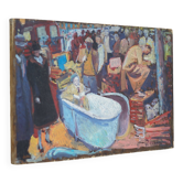 Painting signed Patrice Landauer, vintage painting, painting on wood panel