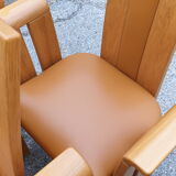 4 fauteuils de table design bois et cuir