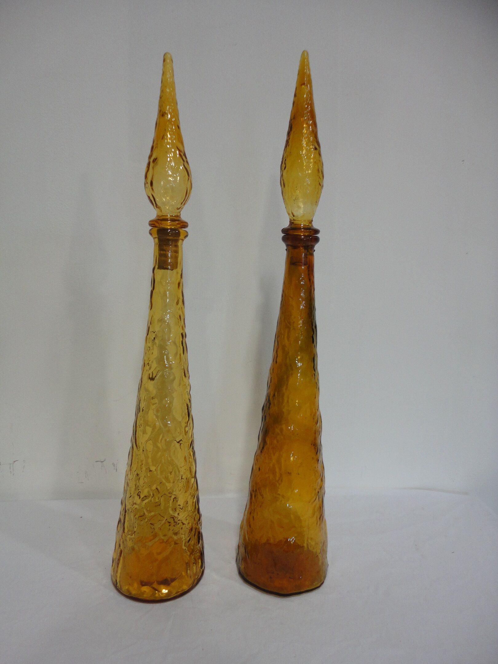 Italian "bumpy" yellow glass carafe