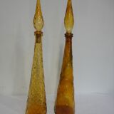 Italian "bumpy" yellow glass carafe