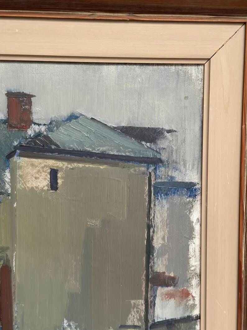 Original Swedish Oil on Canvas – “Sage House” by Gustav‑Adolf Johansson – Signed – Vintage & Framed