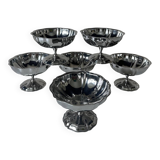 6 vintage 70s stainless steel footed bowls