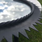 Vintage black metal sun mirror 1960