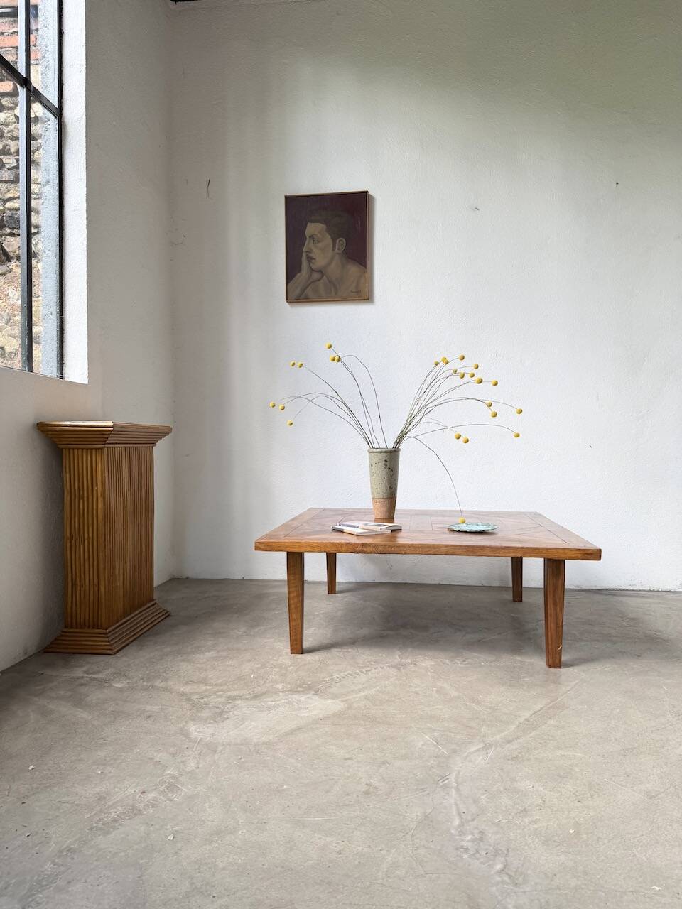 1940s inlaid oak coffee table