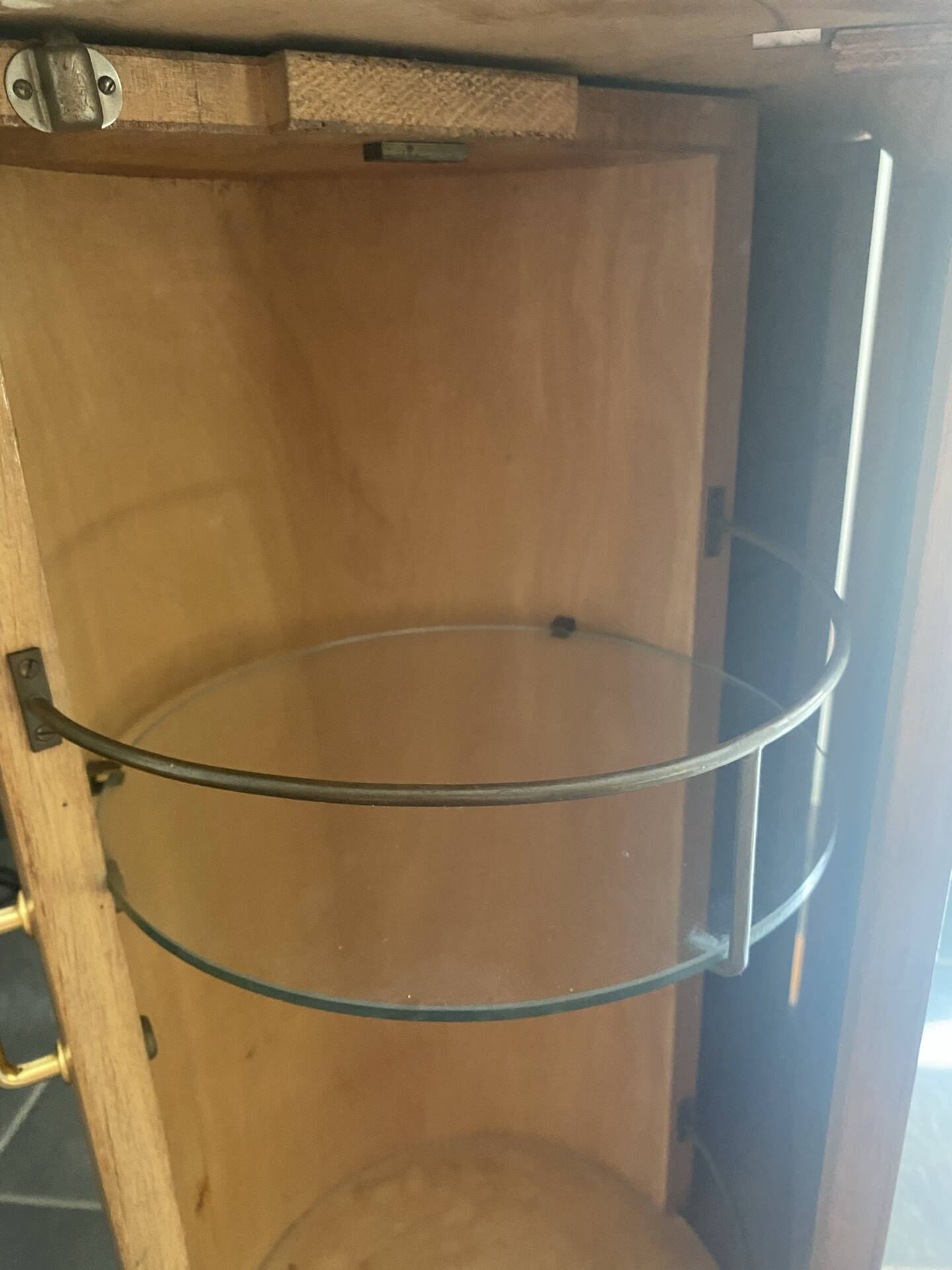 Rotating wooden bar cart from the 1950s.