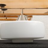 Arlus chandelier with 6 lights in opaline and brass from the 60s/70s