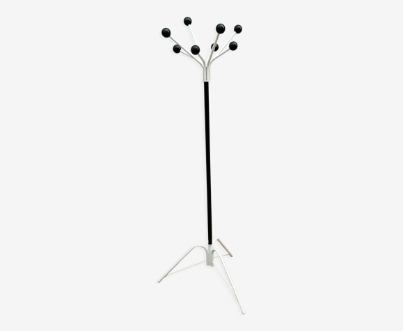 Porte-manteaux perroquet 1960 en métal blanc et noire