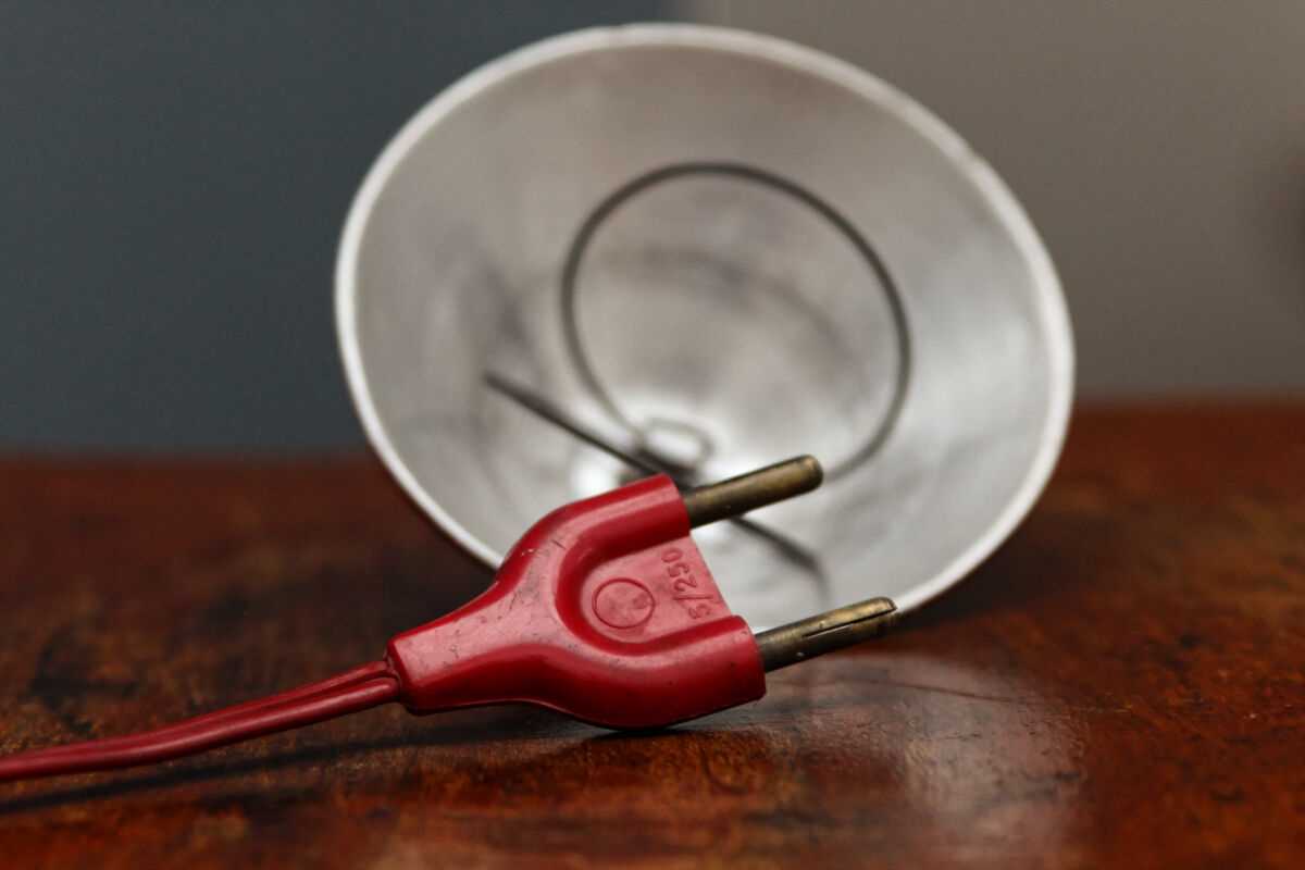 Red mushroom vintage clamp lamp