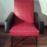 Pair of vintage black and Red leatherette chairs
