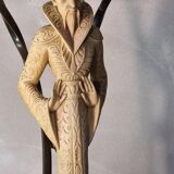 Lamp ivory resin figurines magician 1950 a 70 a. santini made in italy 63x26 marble base