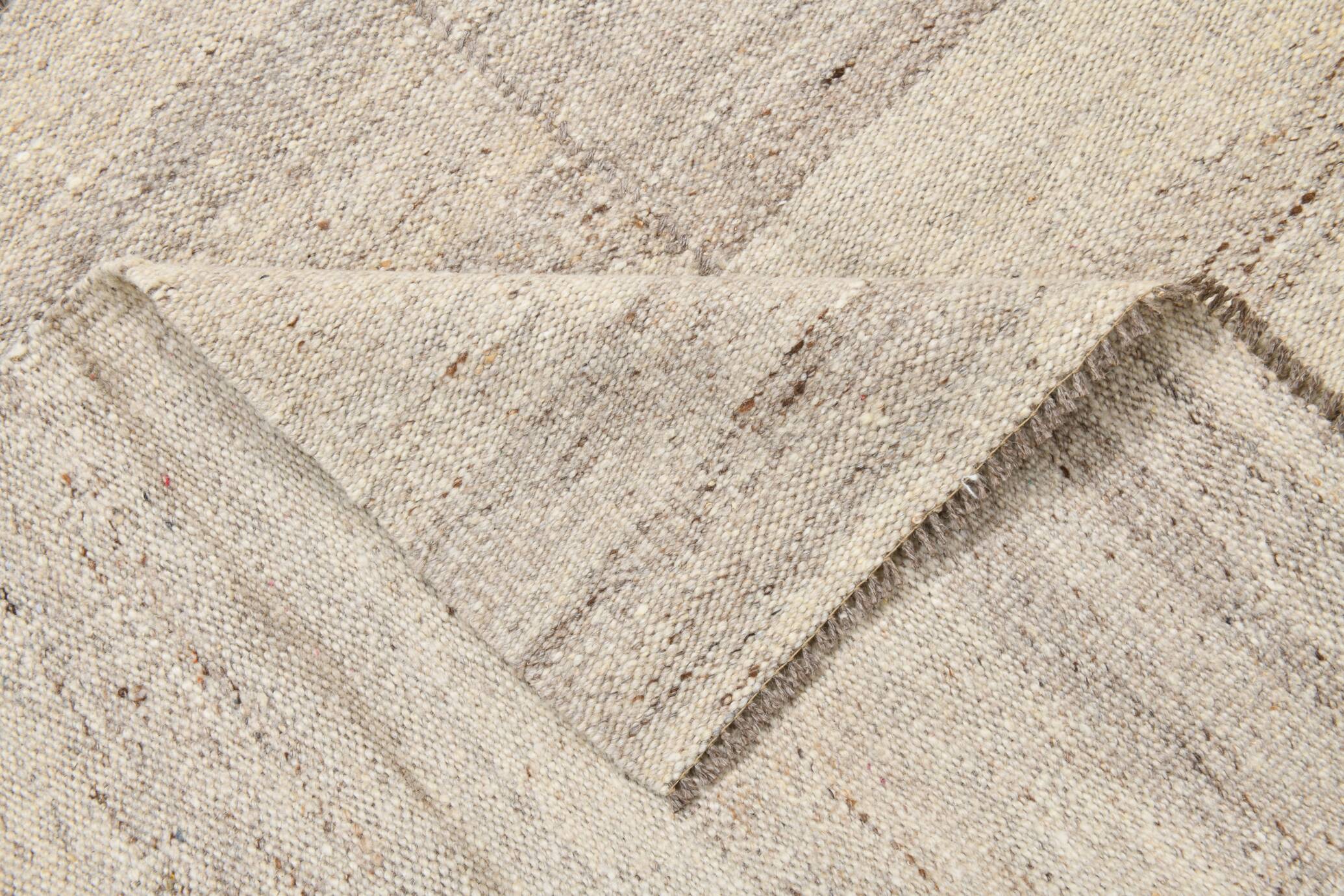 Beige & Brown Kilim Runner Rug, 95x257Cm